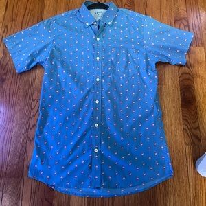 Blue Flamingo Print Men's Shirt